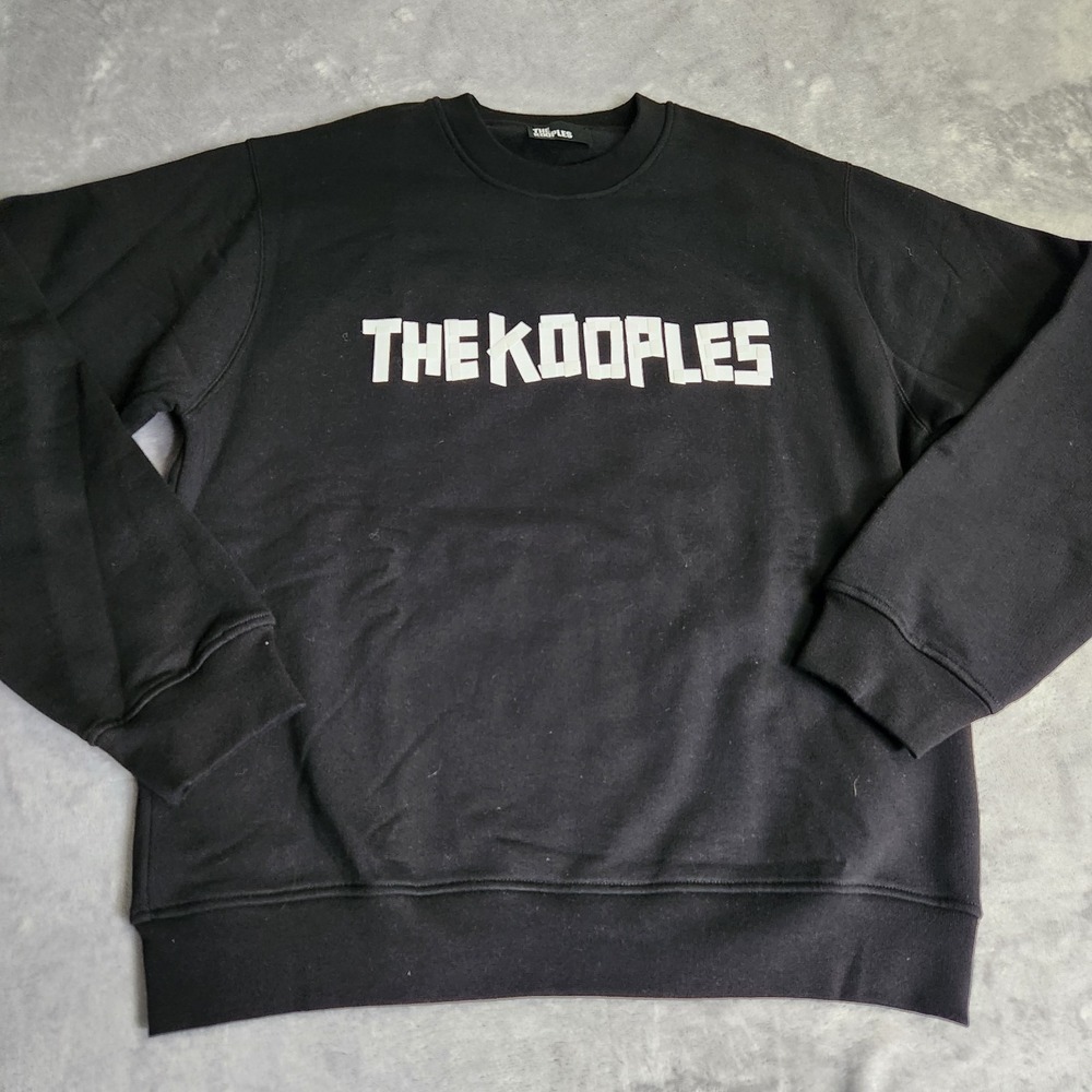 New The Kooples Cotton Sweatshirt Mens Large Black Crewneck Logo Pullover Casual